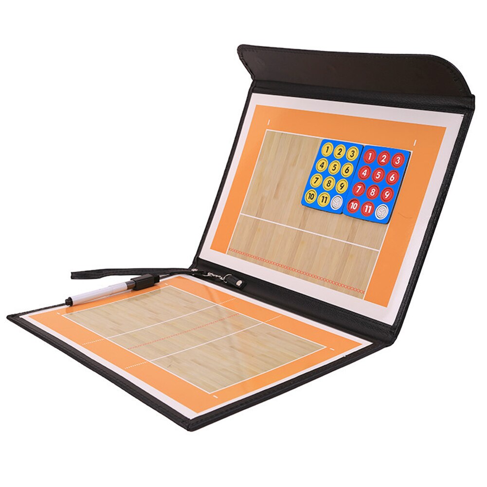 Volleybal Coaching Board Met Lederen Cover Droog Wissen Magnetische Strategie Klembord Kit Voor Coach: Default Title