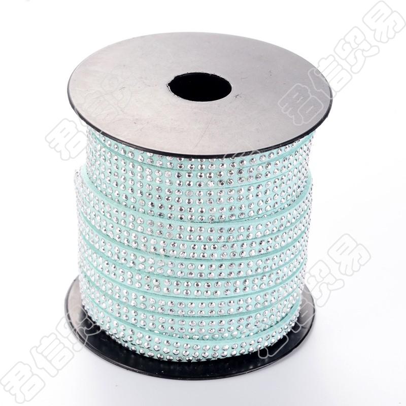 2 Row Silver Aluminum Studded Korea Faux Suede Cord 5x2mm Jewelry Findings about 20yards/roll: Aquamarine