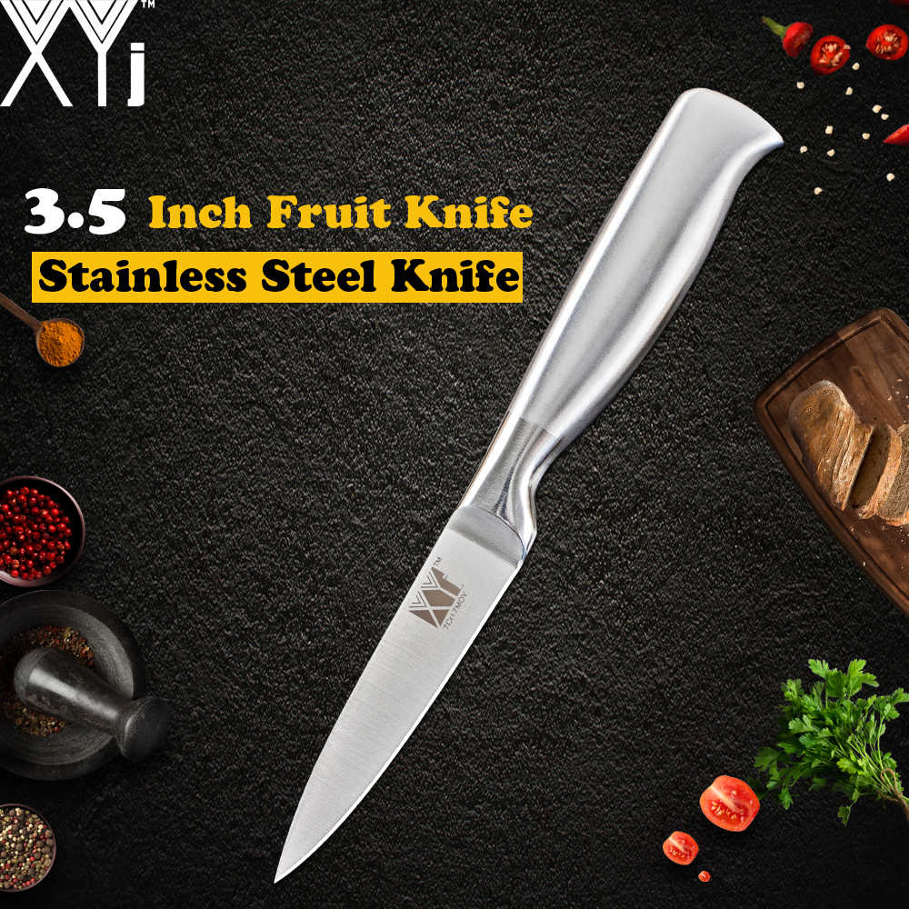 XYj-Juego de cuchillos de cocina de acero inoxidable, rebanador de pan de Chef, Santoku, Utilidad de pelar, soporte de cuchillo de acero inoxidable: N.3.5 paring knife