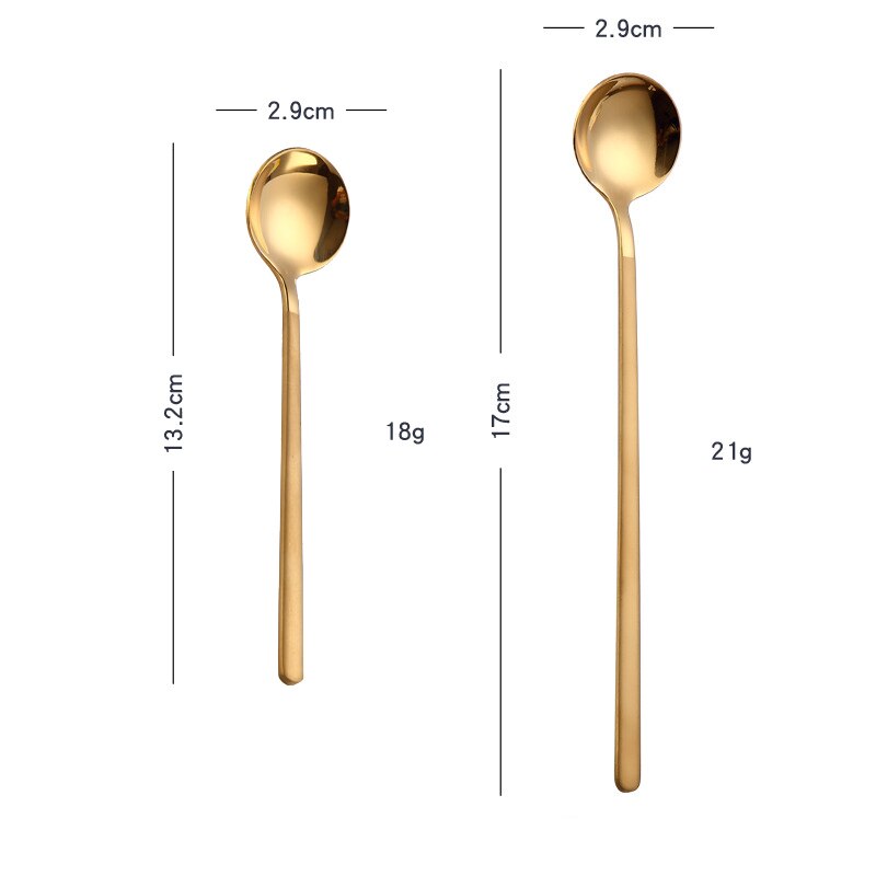 2pcs set, colorful stainless steel round spoon, kids serving spoon set, table spoon, salad servers, buffet serving set, dinner: Gold