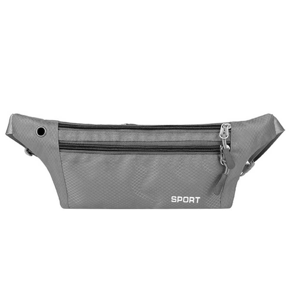 Running Waist Bag Outdoor Sports Jogging Fanny Phone Holder Belt Pack Canvas Men Women Phone Key Zipper Fitness Cycling Pouch: Light Grey 22x12cm