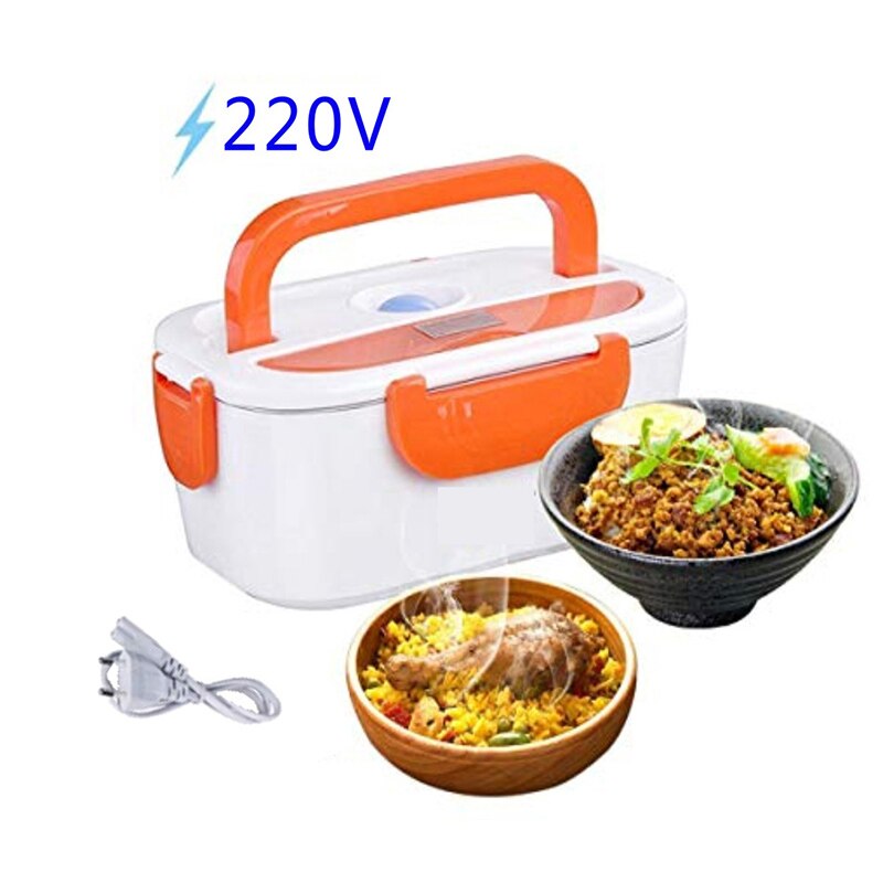 110v 220v us eu stekker elektrische lunchbox plastic voedselverwarmer thuis school kantoor verwarmde bentobox draagbaar bpa-vrij: 220v geel-eu stekkers