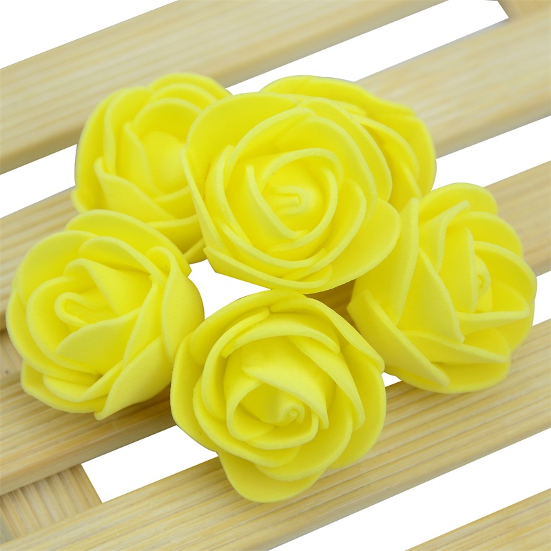 50PCS/Bag Mini PE Foam Rose Flower Head Artificial Rose Flowers Handmade DIY Wedding Home Decoration Festive &amp; Party Supplies: Yellow