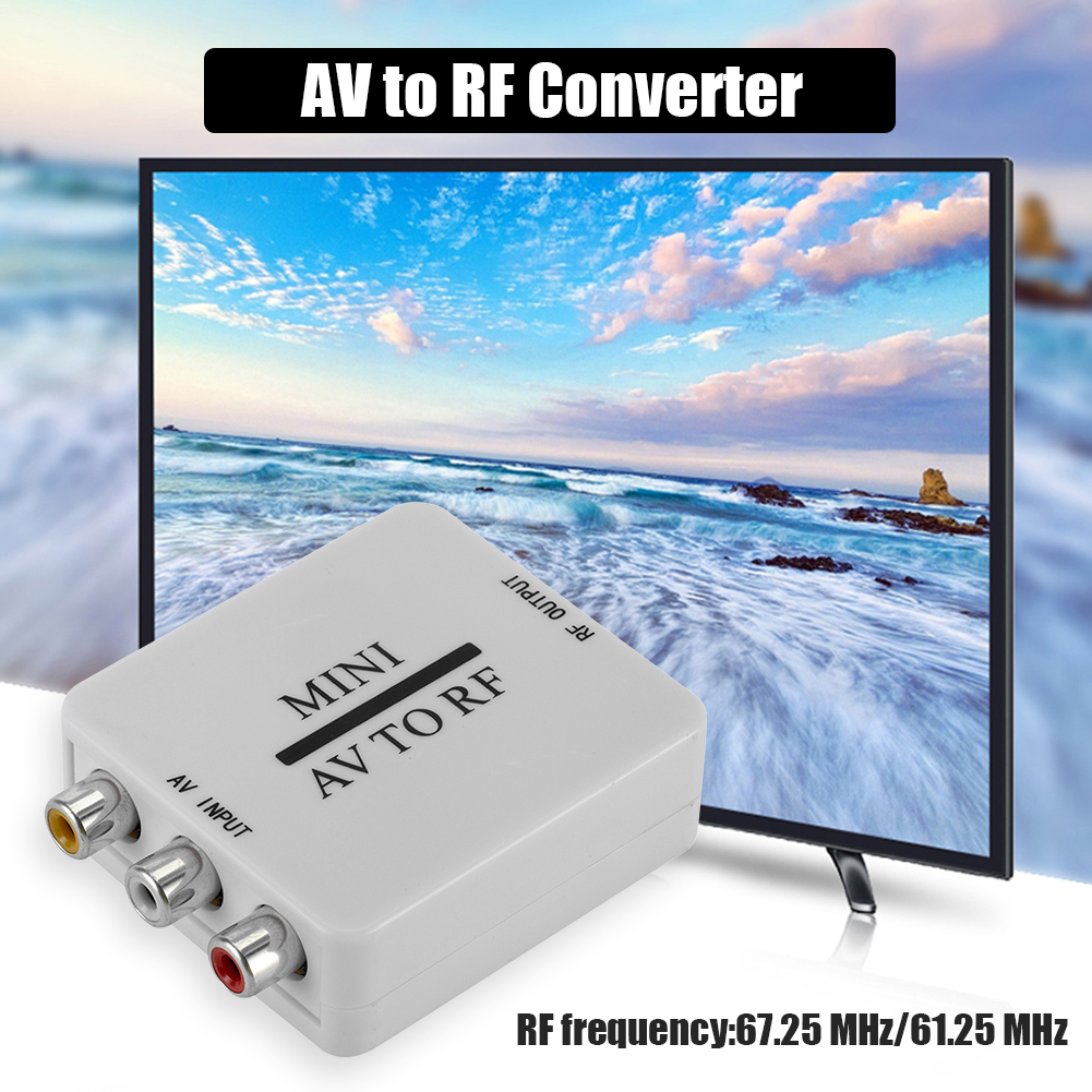 AV To RF Video Converter Durable Practical Multi-functional Mini Adapter Box Support RF 67.25/61.25MHz TV Switcher