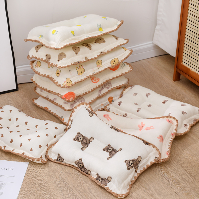 Cartoon Baby Newborn Pillow Breathable Pillow Soft Cotton Toddler Bed Pillow for Sleeping Bassinet Bedding