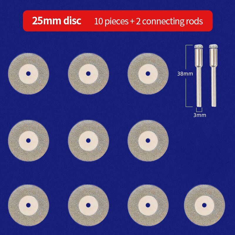 10pcs Mini Abrasive Diamond Cutting Disc Set for Dremel Rotary Cutter Saw Blade Grinding Wheels Disk with Mandrel Rotary Tools: 25MM