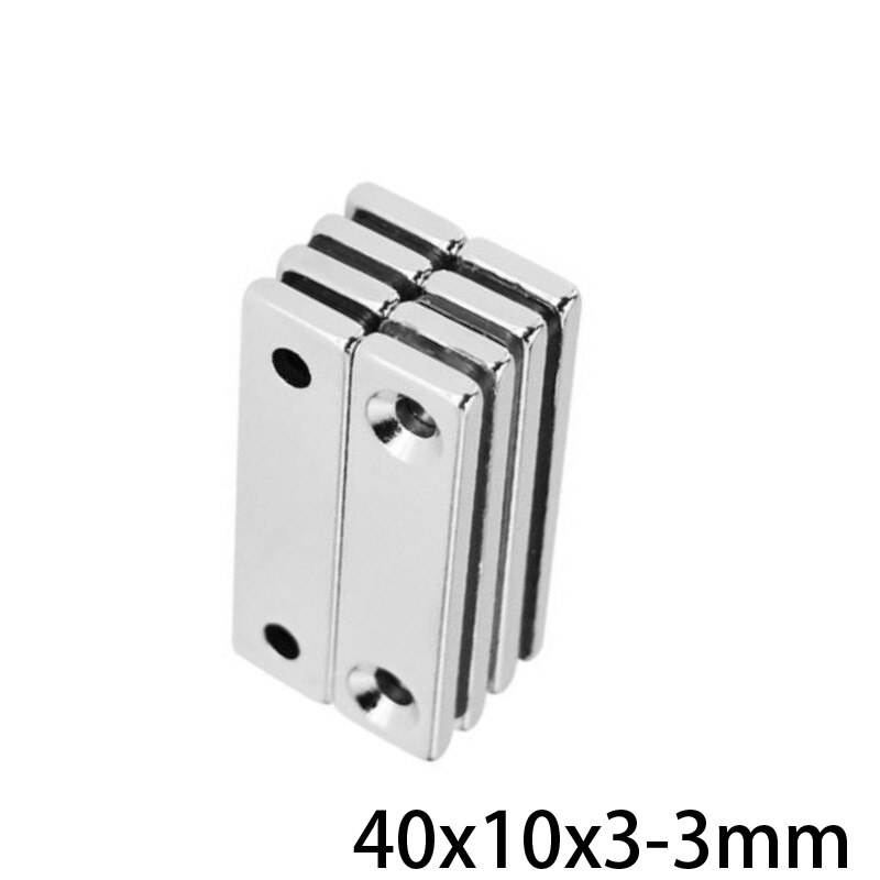 5 ~ 100 Uds 40x10x3-3 N35 imanes agujero avellanado agujeros 3mm hoja magnético permanente 40*10*3 imán de neodimio 40*10*3-3 40x10x3
