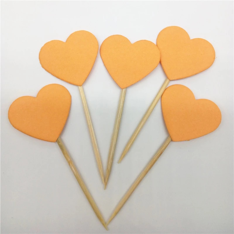 30 pièces/ensemble belle paillettes coeur étoile forme Cupcake Toppers anniversaire fête de mariage décoration gâteau décoration de gâteau nourriture Pi: orange