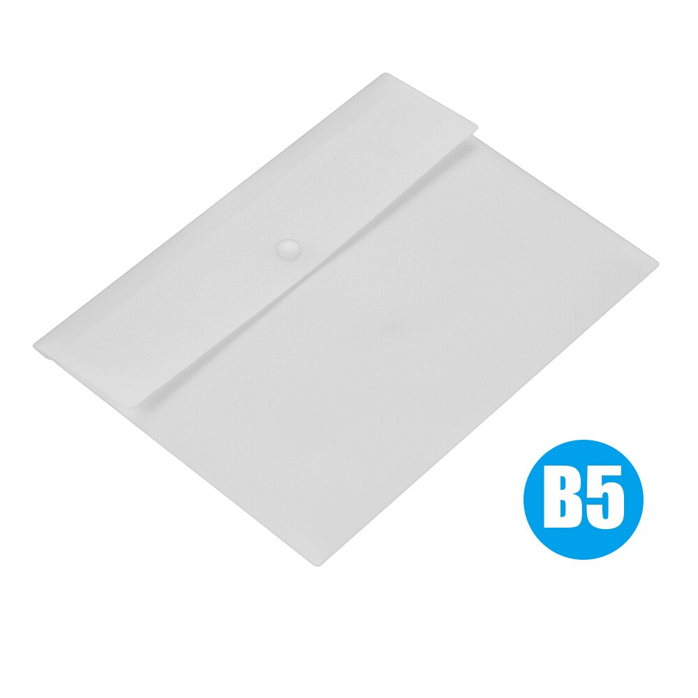 A3/A5/B5 Size Envelope Folder PP Plastic Storage Pouch Holder Paper Document File Folder Organizer Bag with Snap Button Closure: White B5