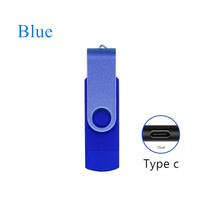 Beste Usb Flash Drive Voor Android Telefoon 64Gb 8Gb Pendrive 128Gb 32Gb Type C 2.0 Pen drive Metalen Memory Stick 16Gb Cle Usb: 64GB / blue type  c