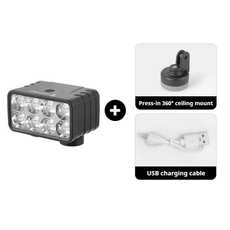 8 LED Bicycle Front Light Rechargeable Bike Light with Horn MTB Bicycle Head Lights Cycling Bike Safety Lamp for Night Riding: Light Grey