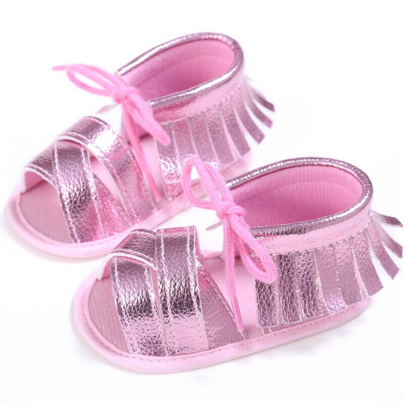 Baby Baby Meisjes Zomer Kwastje Sandalen Prewalker Prinses Zachte Tong Schoenen Sneakers: Roze / 7-12 Months