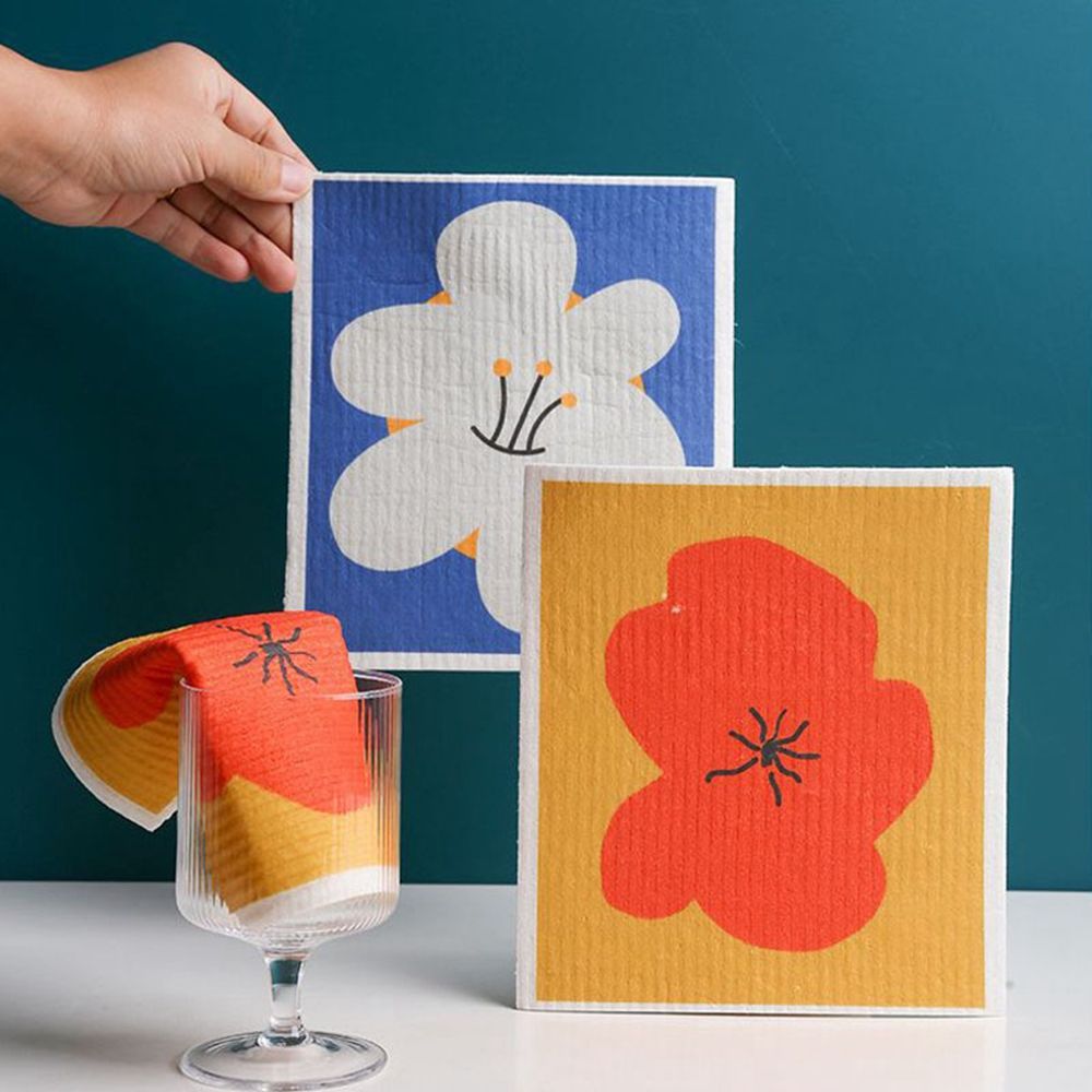 Serviette à thé imprimée fine Super absorbante, 1 pièce, sans huile, essuie-mains ménager, torchon de cuisine, chiffon de nettoyage