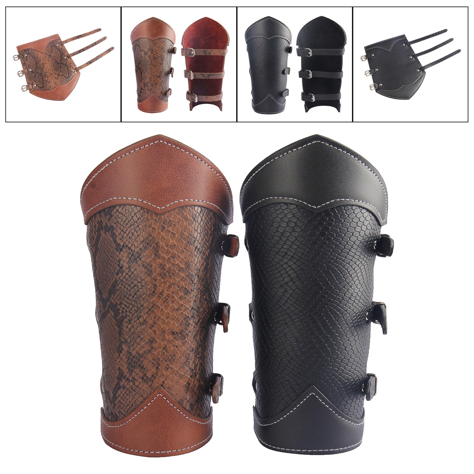 PU Leather Gauntlet Wristband Medieval Costume Bracers Wrist Guard Arm Armor Cuffs Cosplay