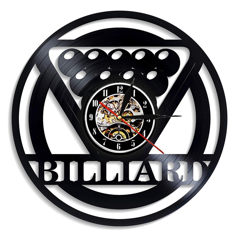 Bowling Sport Wall Clock Billiards Pool Vintage Vinyl Record Wall Clock with LED Lighting Bowling Alley Home Decorative Lamp: D / With LED Light