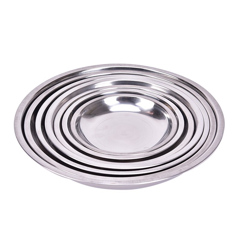 Vajilla de acero inoxidable de 14-26cm de diámetro para acampar, plato de cena, contenedor de comida, Día de Acción de Gracias