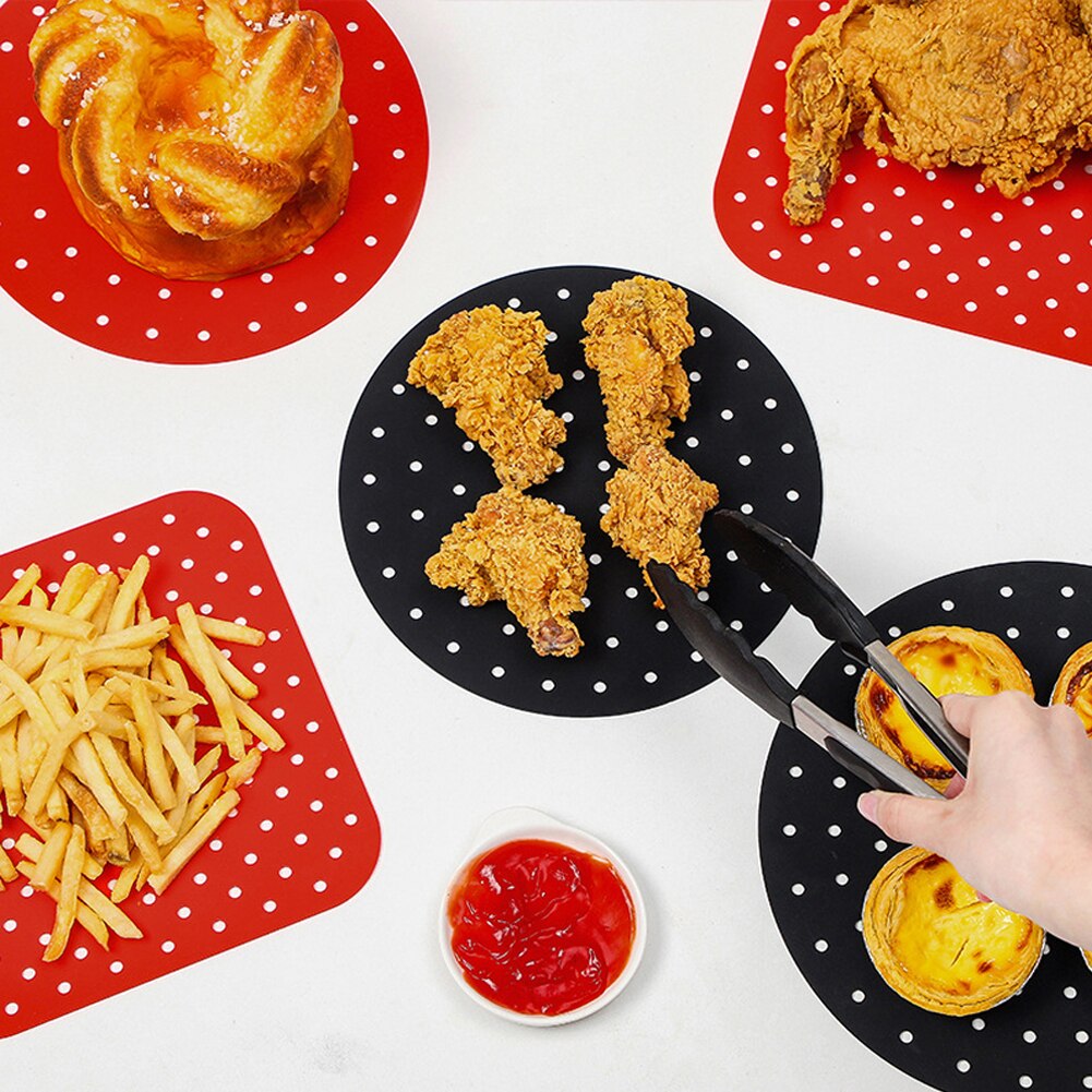 Alfombrilla para freidora de aire, cesta de silicona antiadherente de grado alimenticio para freidoras de aire de 8/9 pulgadas, accesorios de cocina
