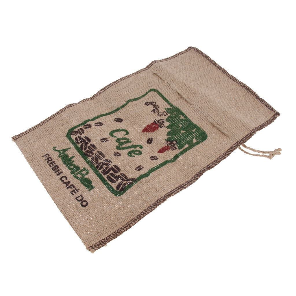 Jute Coffee Bean Bag Burlap Sack Capacity 1kg / 2.2lbs Drawstring
