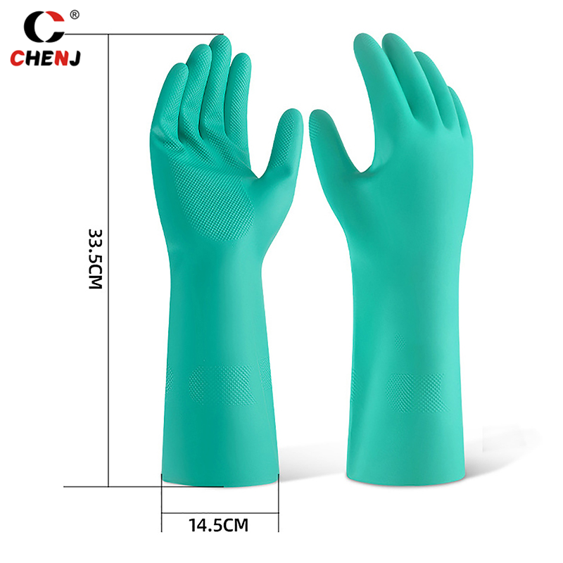 1 Paar Dikke Nitril Handschoenen-Chemische Zuurbestendige Waterdichte Lange Mouw Handschoenen Voor Tuinieren Chemisch Schilderen, Latex Vrij