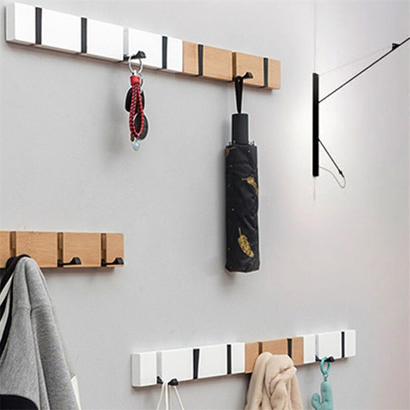 Porte-manteau pliable en bambou, crochet de chapeau, cintre mural pour porte de chambre à coucher, crochet d&#39;angle, salle de cuisine, toilettes