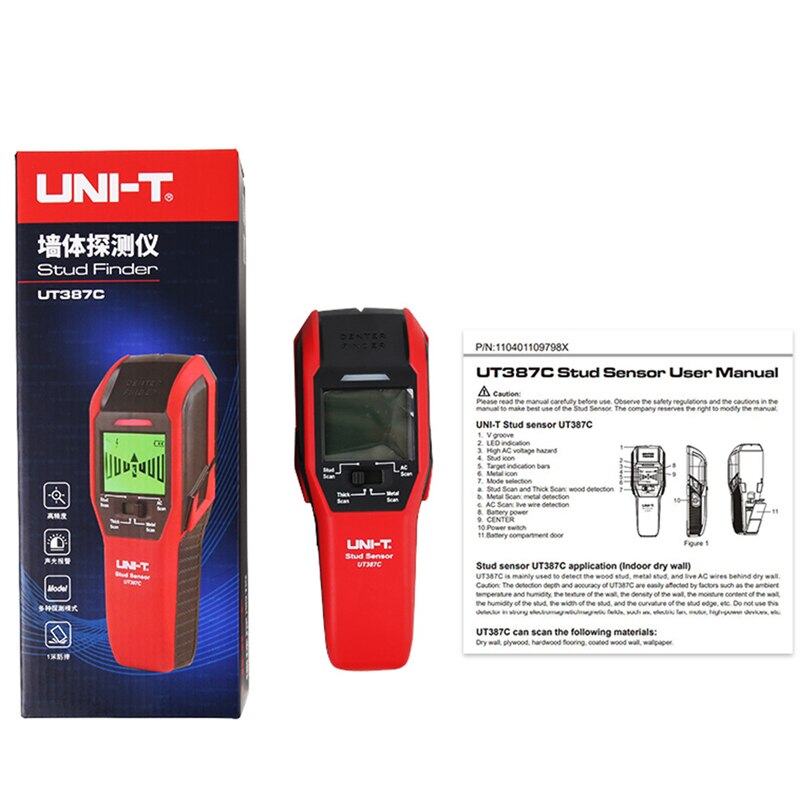 UNI-T Muur Scanner Undeground Metaaldetector Ac Hout Elektrische Doos Finder Kabel Lijn Diepte Tracker Live Draad Ijzeren Pijp Detectoren