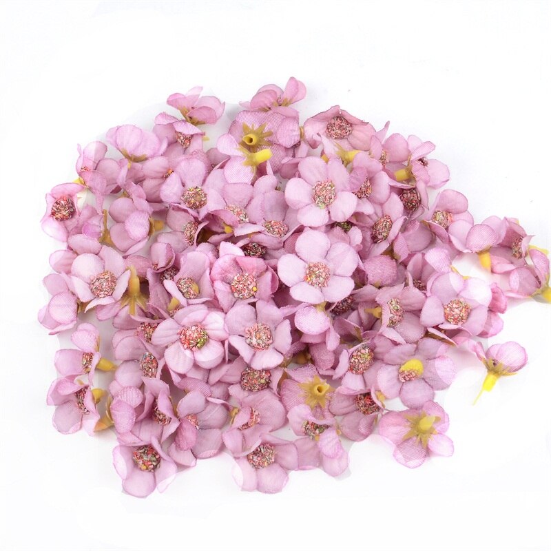 200PCS Mini 2cm Multicolor Daisy Flower Heads Mini Silk Cheap Artificial Flowers for Wreath Scrapbooking Home Wedding Decoration: Purple