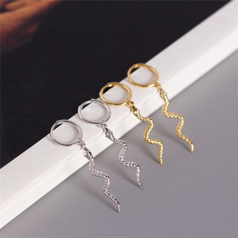 Ying Vahine frauen Punk Stil Ebene Schlange Ohrring 100% 925 Sterling Silber Schlangenartigen Anhänger Zucht Ohrringe für Frauen