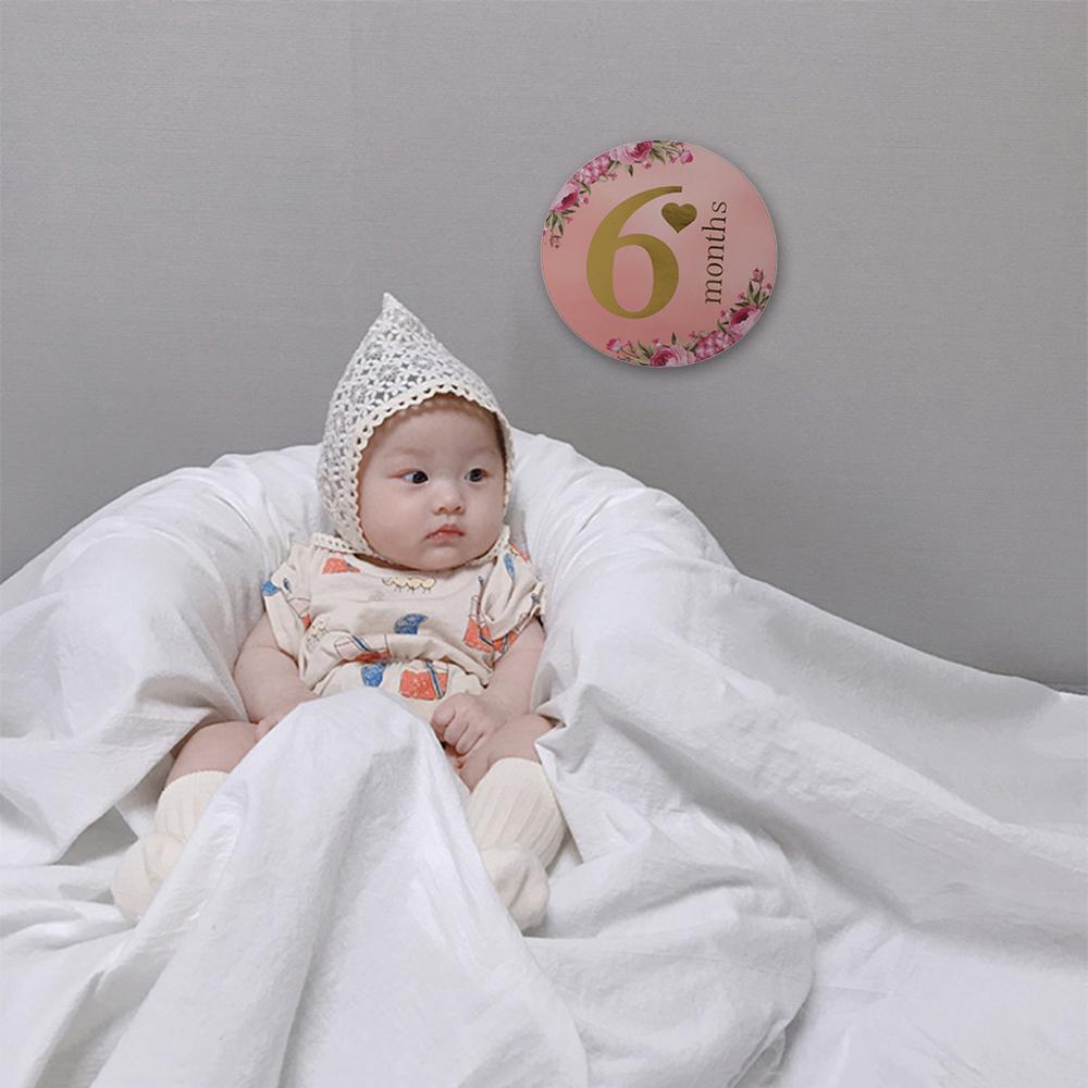 12 Stks/set Maand Sticker Baby Fotografie Milestone Gedenkteken Maandelijkse Pasgeboren Herdenkingsmunt Card Nummer Foto Props Accessoires