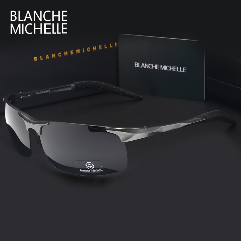 Lunettes de soleil de Sport en aluminium magnésium ultralégères de polarisées pour hommes UV400 rectangulaires or lunettes de soleil de conduite en plein air