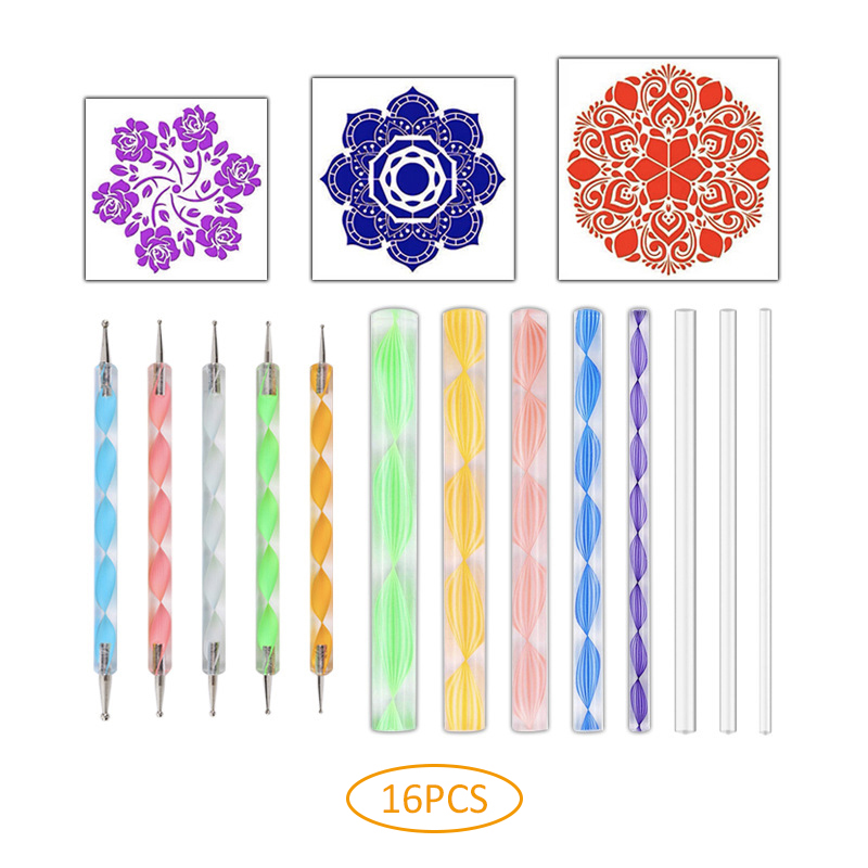 Multi Pieces Mandala Dotting Tools for Painting Rocks Acrylic Rods Double Sided Dotting Tools Mandala Stencils Art Craft Kit: 53A