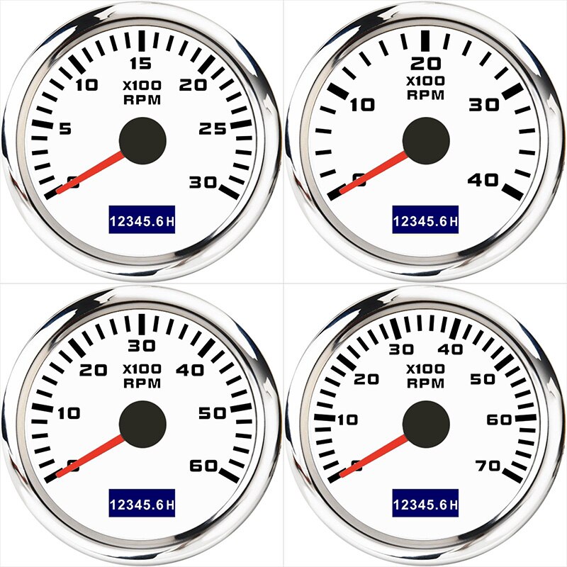 Tacómetro de 0 a 3000 RPM y 52mm con reloj de arena LCD, medidor de Tacho a prueba de agua de 4000 RPM y 7000RPM con luz trasera roja para yates y barcos