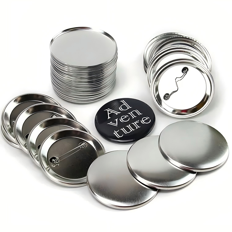 30/60 stuks glanzende, blanco blikken medailles met speld, handgemaakte doe-het-zelf decoratieve badges, 37mm ronde metalen button badge kits, knutselbenodigdheden