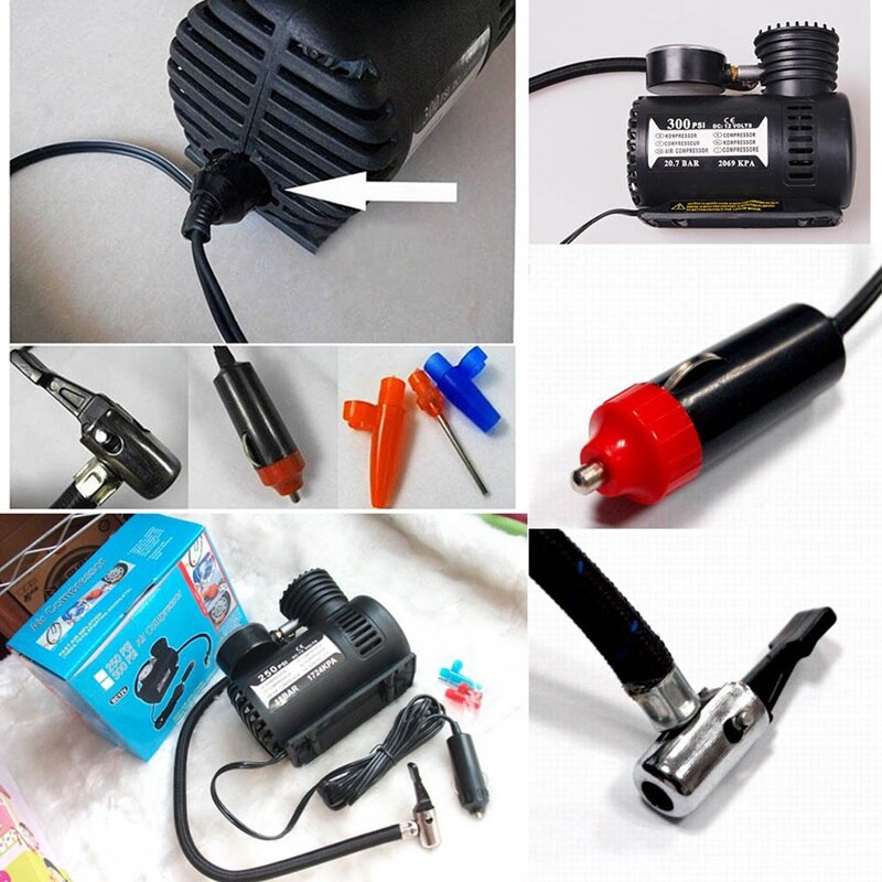 1 Set Locomotive Air Pump Portable Car Electric Small Air Pump Manufacturer 12V Mini Car Tire Air Pump
