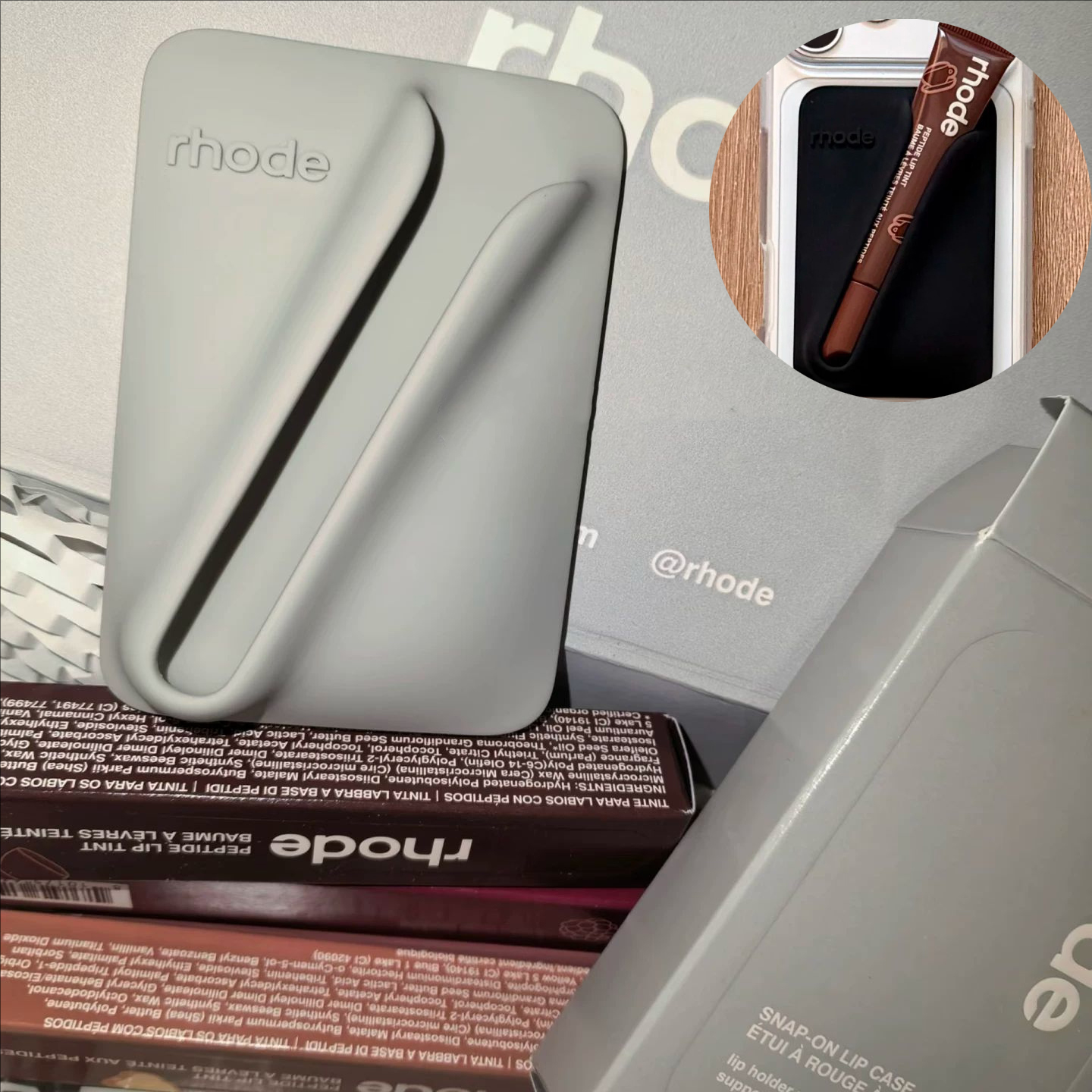 Rho Magnetische SNAP-ON LIP CASE met MagSafe hoesje voor iPhone 17 Air 16 15 14 13 12 11 Pro Max Lipglosshouder Telefoonhoesjes