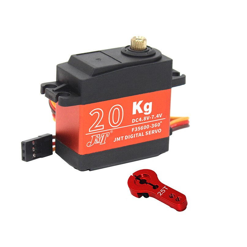 JMT Waterproof Digital Servo 90/180/270/360 Degree RC servo 20KG Metal Gear Large Torque with 25T Arm for Cars RC Toy: Light Grey