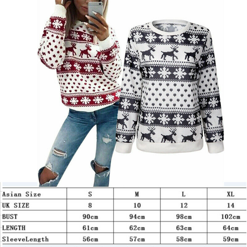 2019 delle signore Di Natale Maglione Lavorato A Maglia giusto isola Fiocco di Neve Retrò di Natale Tunica Maglione