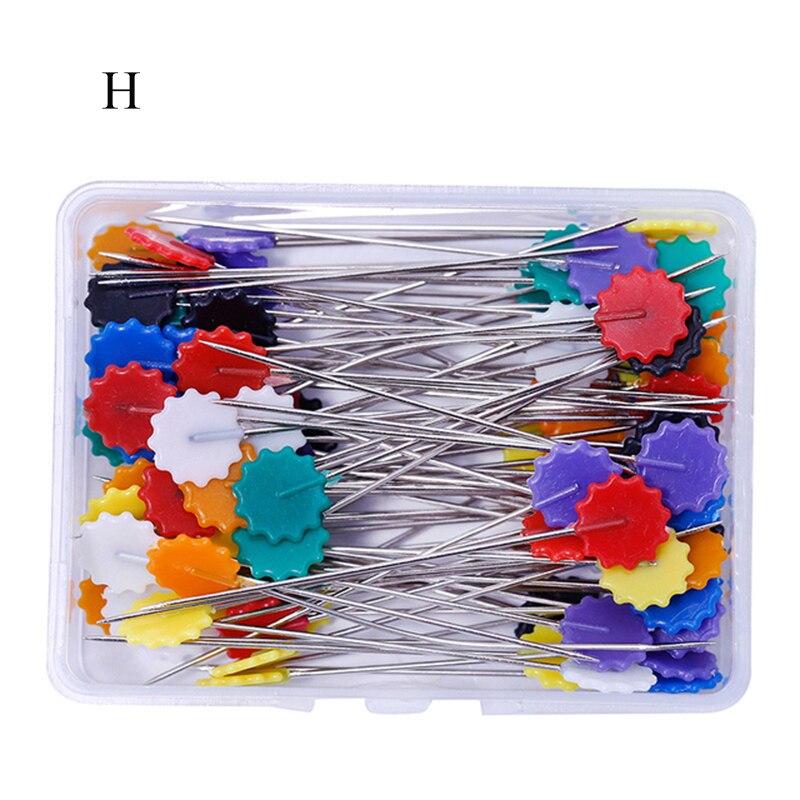 50PCS/box Stainless Steel Color Button Needle Pins Head Flat-head Sewing Pins DIY Clothing Fabric Dressmaking Sewing Supplies: H