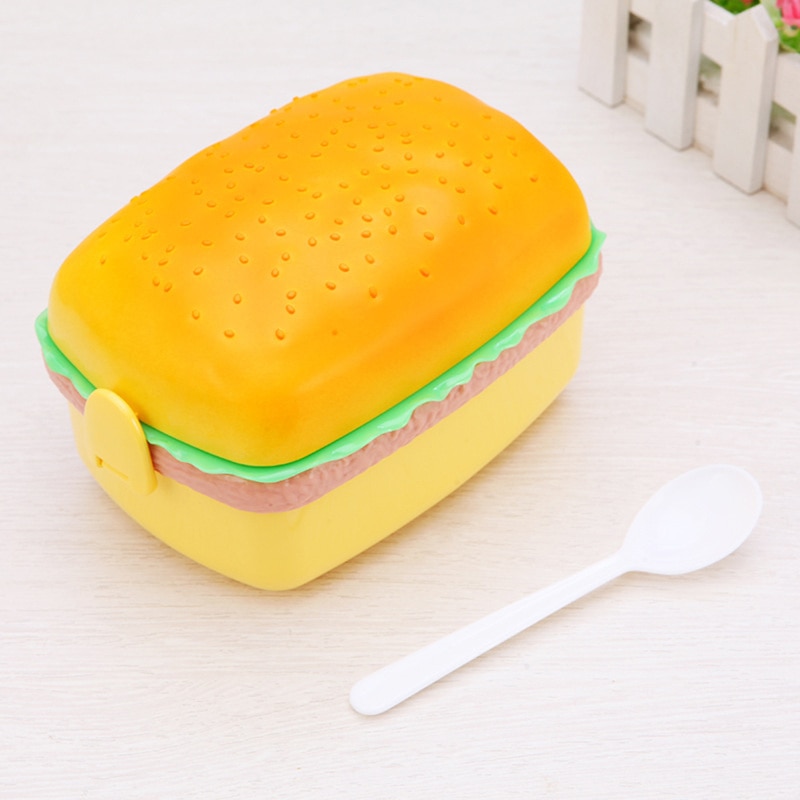 Double Tier Hamburger Shaped Lunch Box For Kids Children School Food Storage Container Kitchen Accessories Bento Box Organizer