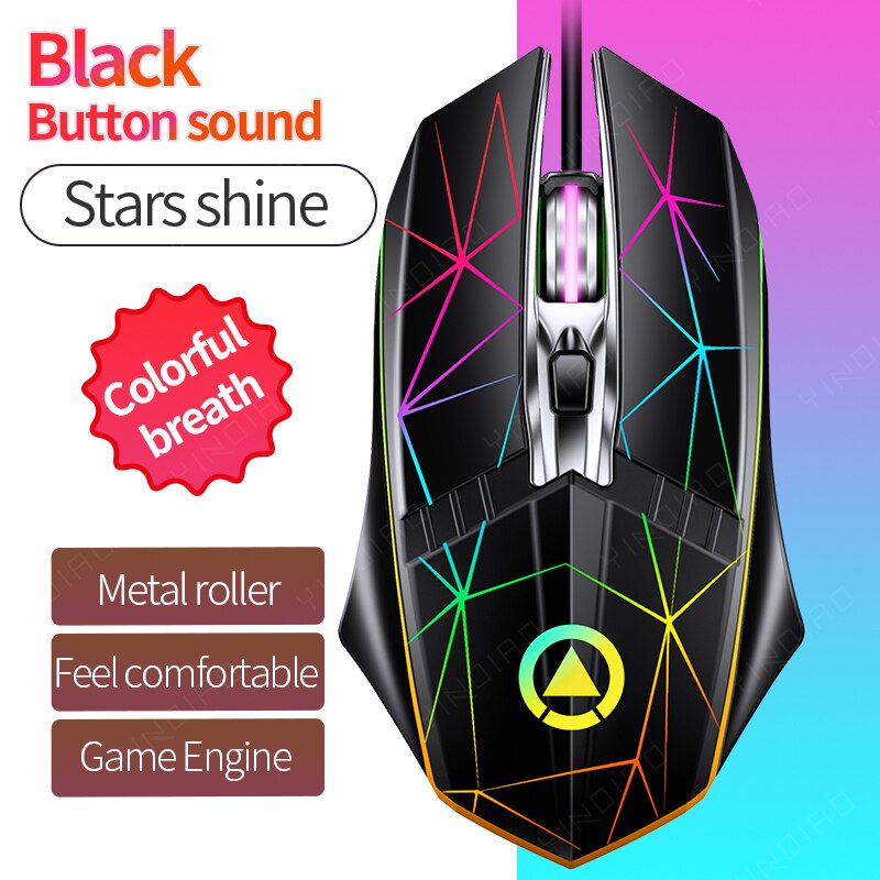 2021 Mouse cablato USB 2400 DPI ottico 6 pulsanti Mouse da gioco LED luce respiratoria 1.5M cavo Computer/Mouse da gioco per PC portatile: G11-Star Black