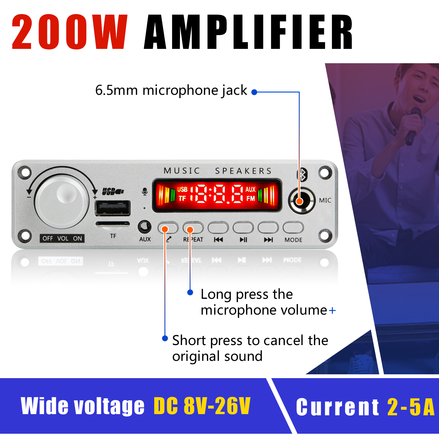 200W DIY domowy wzmacniacz cyfrowy płyta dekodera MP3 12V 100W moc dźwięku Bluetooth FM dla muzyki głośniki z subwooferem regulacja głośności