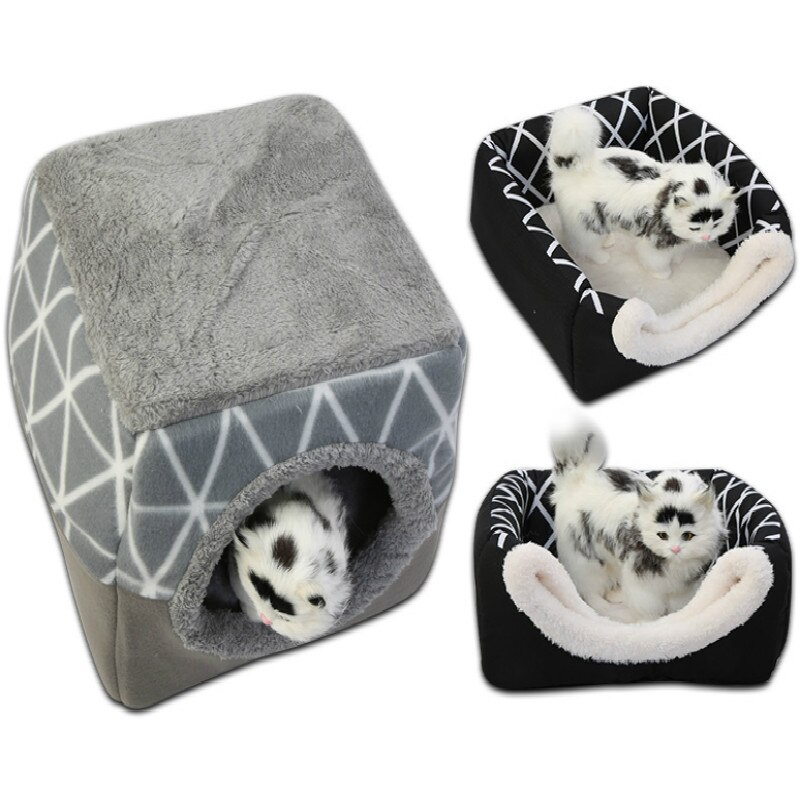 Cama para perros, gatos, cama blanda cama perrera casa cueva cama de saco para dormir Pad tienda mascotas invierno cálido y acogedor camas gato tienda sofá cama