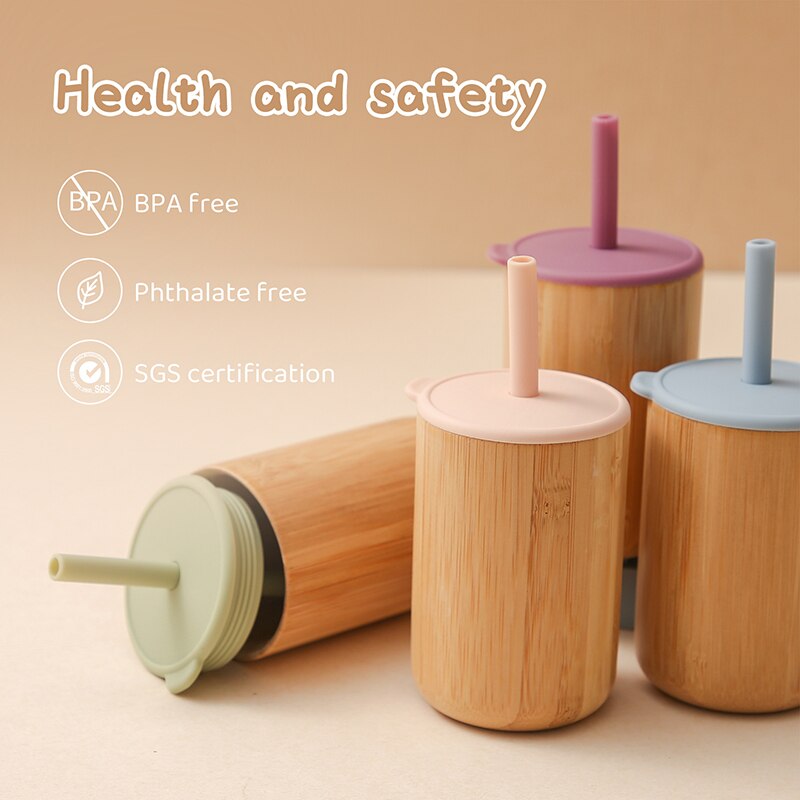 1 PCS Baby Feeding Cup With Straw Children Learn Feeding Drinking Bamboo Kids Training Cup with Straw