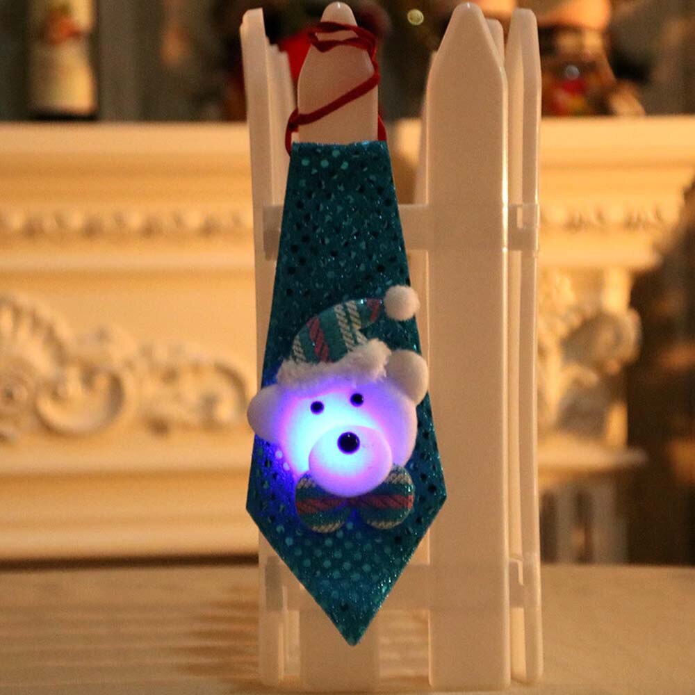 LED Lights Christmas Tie Glow Sequins Santa Claus Bear Snowman Elk Necktie For Children Cartoon Tie Decoration Year: 1 Luminous