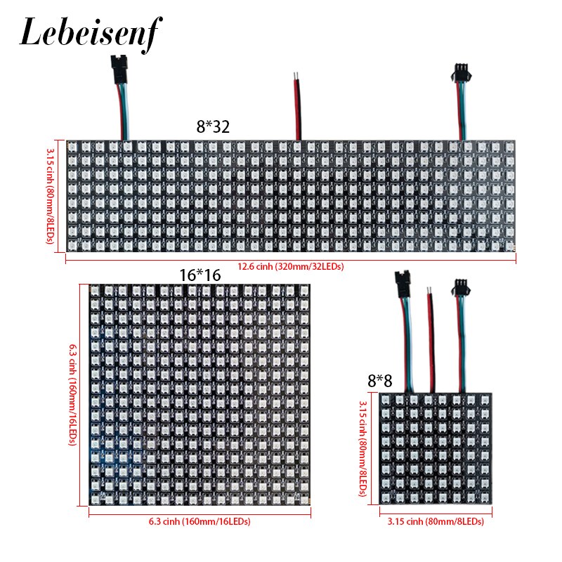 DC5V 5050 RGB Matrix led Pixel module light 8*8 16*16 8*32 Pixels WS2812B WS2812 Digital Flexible Panel Individually Addressable