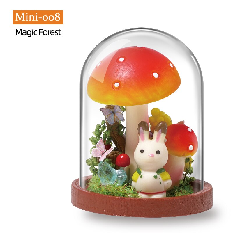 in miniatura FAI DA TE Casa di Legno Modello di Casa Delle Bambole kit con Il sacchetto di Polvere Copertura coniglietto Bambola Carino per I Bambini Regalo Di Natale Regalo Di Compleanno: Magic foresta