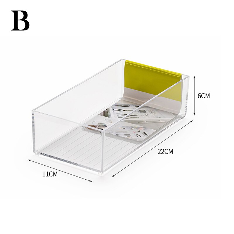 4 Sizes Acrylic Makeup Organizer Jewelry Box Cosmetic Lipstick Finishing Grid Box Dressing Table Storag Box Drawer Organizer: B-M-11X22X6cm