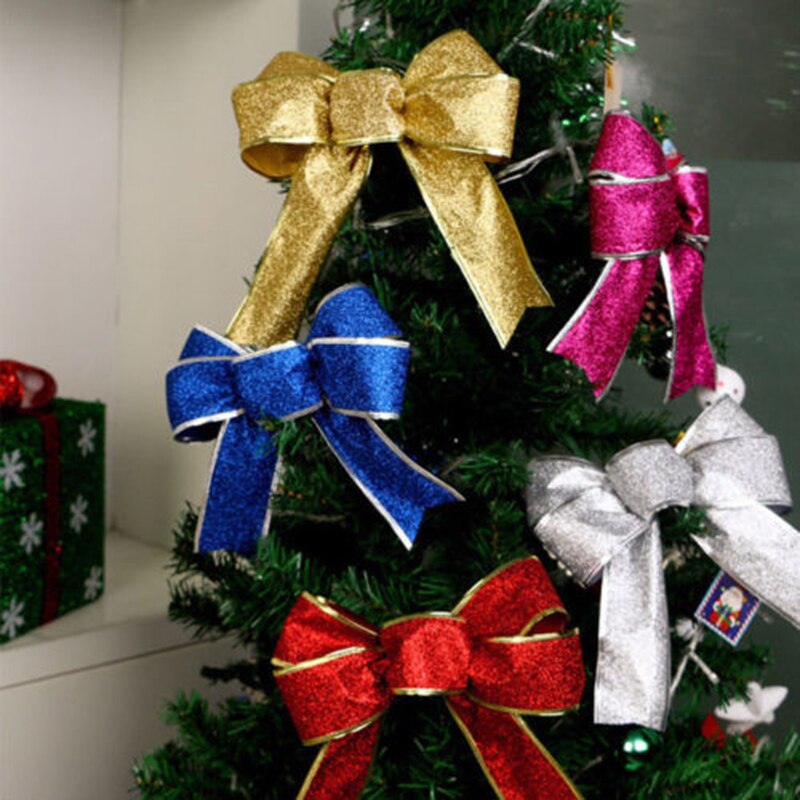 10Pcs Mooie Grote Bows Strik Kerstboom Ornamenten Kerst Opknoping Hanger Nieuwjaar Xmas Kerst Decoratie Voor Thuis