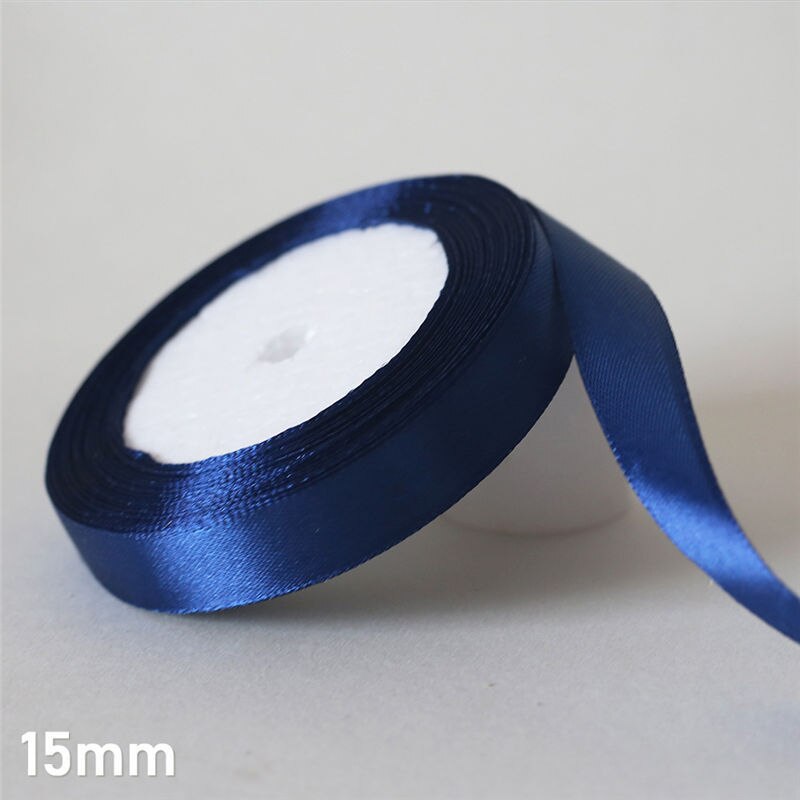 Cinta de satén de seda azul marino, 25 yardas/6mm-50mm, Material artesanal para decoración de de graduación, caja de de boda, accesorios de embalaje D7: 15mm Navy