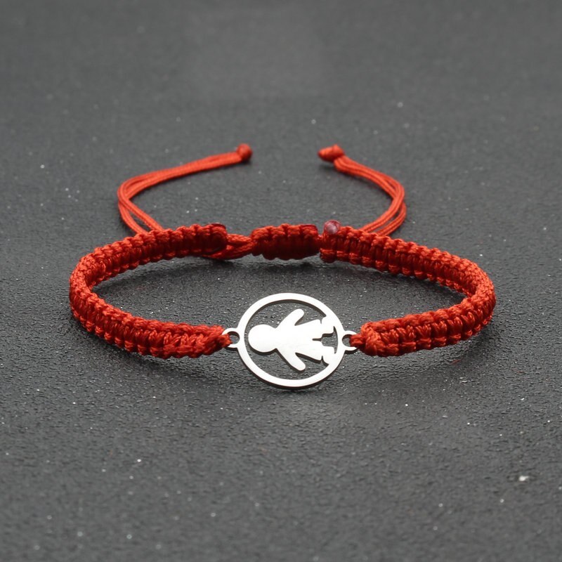 Rvs Schattige Kleine Jongen Bedelarmband Handgemaakte Braid Verstelbare Lucky String Armbanden Voor Vrouwen Mannen Paar Kind: Red