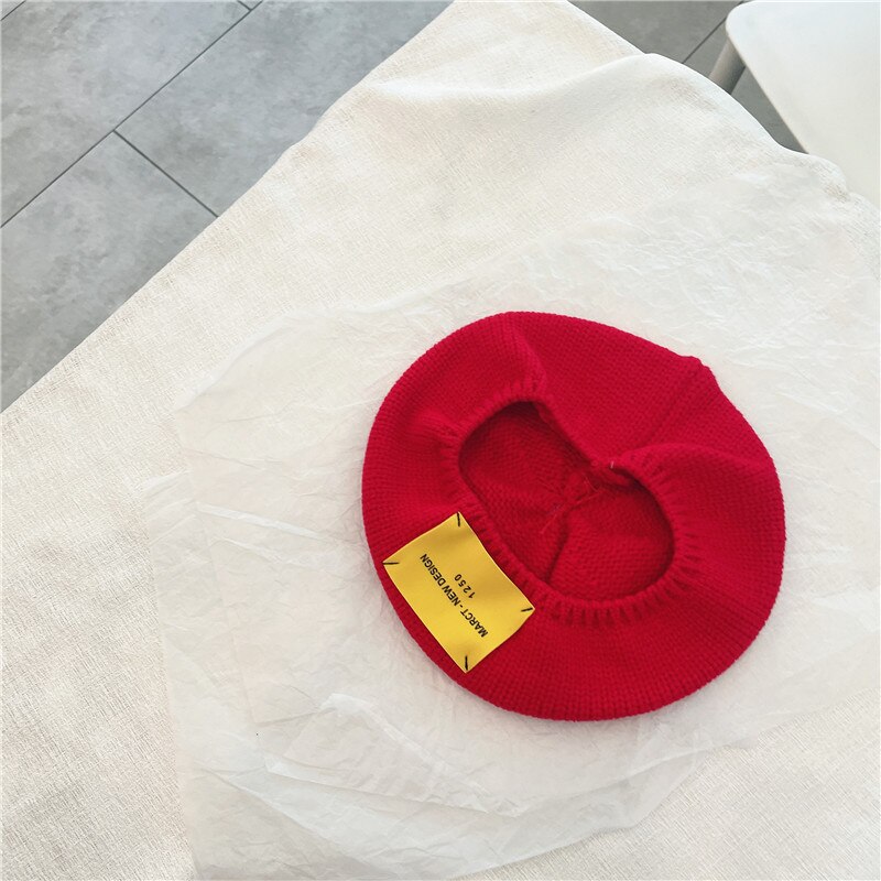 Sombrero de lana para niños, gorros de lana para bebés con patrones de letras, gorro estilo boina, cálido, para otoño e invierno, de 2 a 8 años,: Borgoña